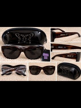 Anna Sui Tortoise Sunglasses with Butterfly Case – New with Tags and cloth